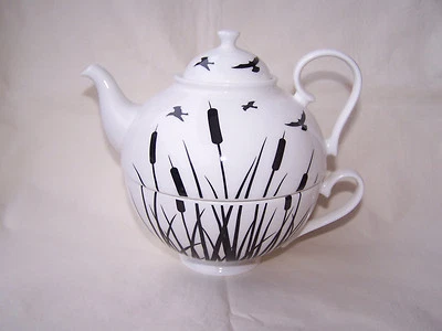 Tea for one aus Brilliantporzellan -  * Schilf *  ORIGINAL Jameson & Tailor - Bild 1 von 4