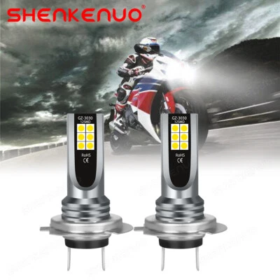 White LED Headlight Bulbs 2pc For Honda CBR600RR 2005-2019 CBR300 2015-2018 CG - Image 1 of 4