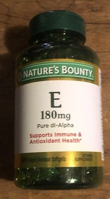 Nature's Bounty Vitamin E 180mg Pure DL-Alpha 400 iu 120 Softgels Exp 01/2028 - Image 1 of 4