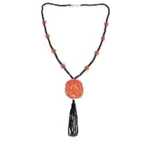 KJL by Kenneth Jay Lane black and orange Beaded pendant tassel Necklace - Bild 1 von 2