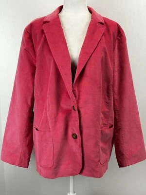 NEW! Talbots Corduroy Blazer Jacket 24W Plus Pink 2 Button Academia - Image 1 of 4