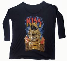 Kiss w/Gold Foil  Scoop Neck, 3/4 Sleeves, Box Cut Flowy T-shirt by Junk Food