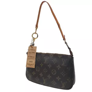Auth Louis Vuitton Mini Pochette Monogram Pouch + Keyring M58009 Genuine ALA738 - Picture 1 of 12