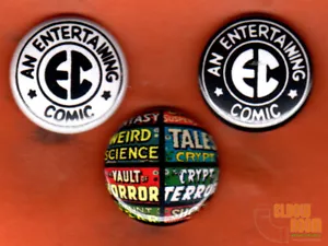 3er Set 1" EC Comics Logo Pins Buttons Tresor Gruft Horror - Bild 1 von 2