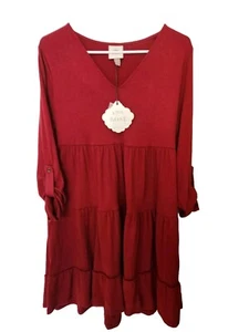 Knox Rose A Line Little Red Dress Pockets Roll Tab Sleeve-Bring UR Boots Size S - Bild 1 von 5