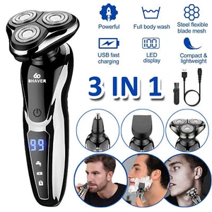 Men Electric Shaver Beard Shaving Wet/Dry Trimmer Rotary Razor USB Rechargeable - Picture 1 of 11