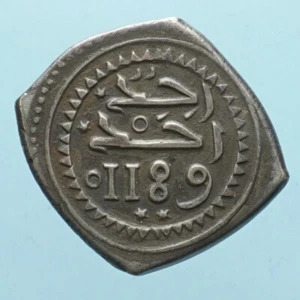 MAROCCO MUHAMMED III MITQUAL 1775 MONETA MOLTO RARA SILVER COIN CURRENCY - Foto 1 di 2