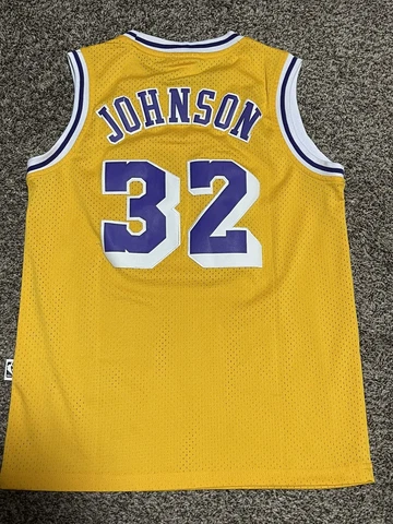 Magic Johnson #32 Yellow YXL Los Angeles Lakers Adidas Jersey Youth XL Sewn Cover