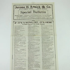 Sheet Music Jerome H. Remick & Co Advertising Special Bulletin Antique 1914 RARE - Picture 1 of 15