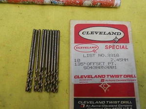 LOTE DE 10 NUEVAS BROCAS MÉTRICAS DE TALADRO torno herramientas de molino cobalto CLEVELAND EE. UU. 2,45 mm - Imagen 1 de 1