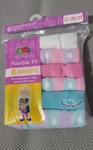 Fruit of the Loom Girls' Toddler Flexible Fit Briefs, Assorted 6 Pack-Size 2T/3T