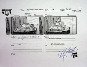 TRANSFORMERS Rescue Bots SIGNED DAN KUBAT Production Storyboard Copy Page #KB - Picture 1 of 2