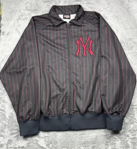 New York Yankees Jacket 2XL Black Red Striped Stiches MLB Baseball Full Zip - Picture 1 of 8