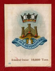 GODFREY PHILLIPS/ANON BRITISH NAVAL CREST 1915 H.M.S DEVONSHIRE SILK No 32 (2nd) - Picture 1 of 2
