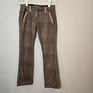 Da-Nang Pants Plaid Womens Small Brown Embellished Leather Trim - Picture 1 of 15