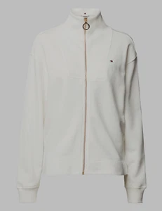 Tommy Hilfiger Sweatjacke aus Baumwolle mit Label-Stitching in offwhite - Bild 1 von 6