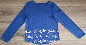 girls royal blue long sleeve unicorn tee shirt top, size Medium 8, SO Kohl's - Picture 1 of 5