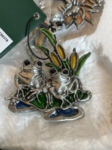 Zinn und Buntglas Windspiel Frösche auf Lilypads von Kara's Creations Neu - Bild 1 von 6