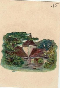 Vintage house scene embossed cut out detailed miniature dollhouse art picture - Picture 1 of 1