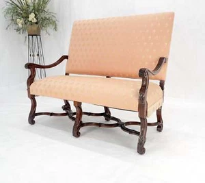 French Regency Carved Mahogany X Shape Stretcher Upholstered Loveseat Near MINT! - Picture 1 of 16