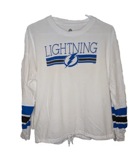 Tampa Bay Lightning Shirt Women's XL (16/18) Long Sleeve Lace Drawstring Waist - Picture 1 of 4