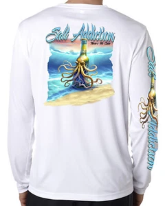 Salt Addiction t shirt Saltwater microfiber fishing long sleeve 50+ uv - Picture 1 of 2