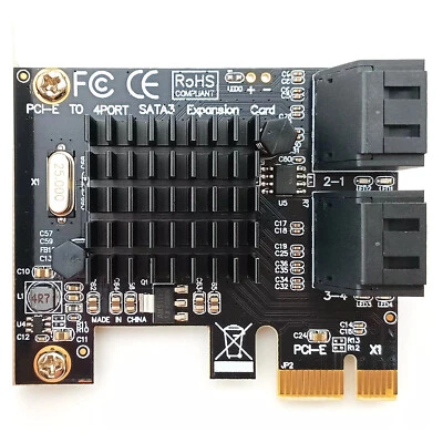 PCI-E X1 to SATA 3.0 6Gbps 4 Ports Expansion Controller Card Adapter New2M - Image 1 of 4