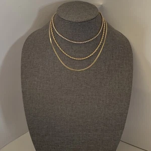 House Of Harlow 1960 3er Set goldfarbene Ketten Halsketten NEU - Bild 1 von 8