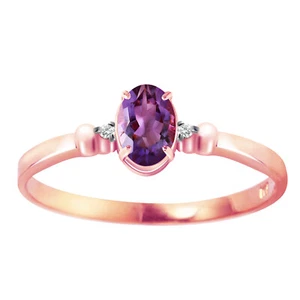 14K massiver Gold 0,46 Karat Amethyst Edelstein Ring mit Diamant Akzenten Größe 5-11 - Bild 1 von 12