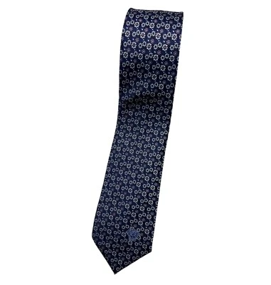 Corbata de seda VERSACE ITALIA XL azul marino púrpura floral con:3,1" usada en excelente estado Foto 1 de 3