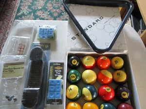Belgium Billiard Pool Balls Set W Rack, Brush, Chalk, & TIps - Made in Belgium - Picture 1 of 16