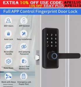Handle APP Electronic Digital Smart Door Lock Fingerprint Passwords Key Security - Picture 1 of 9