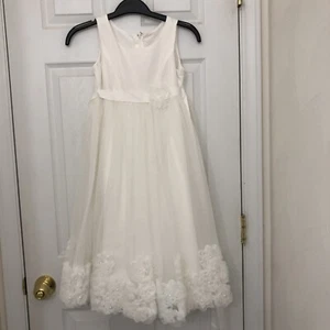 NWT DAVIDS BRIDAL flower girl dress size 10 1st communion special occ 3D flowers - Picture 1 of 6