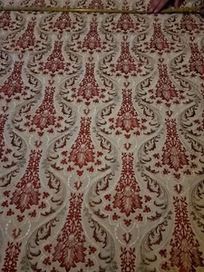 ROTER TRADITIONELLER BESTICKTER VORHANGSTOFF 2,85m ILiv LYNWOOD KARMIN  - Bild 1 von 6