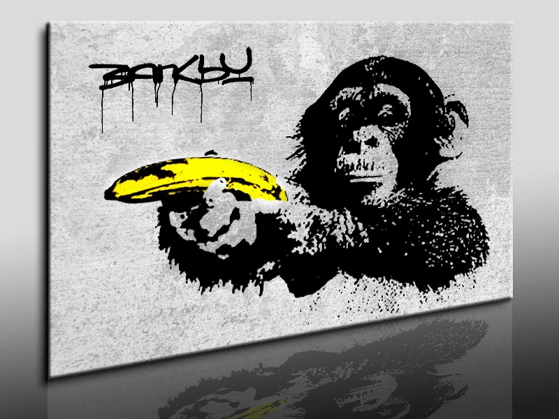 KUNSTGALLERIE Monkey Banana banksy Bild auf Leinwand Banksy
