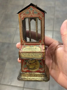 Rare 1900's Stollwerck Tin Hand Shadows Money Bank Tinplate Chocolate Dispenser - Picture 1 of 8