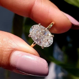 925 Sterling Silber Ovalschliff Moissanit Solitär Verlobungsring, 3 Karat, - Bild 1 von 4