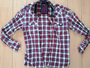 Men's Red/black/white Checked Two-Stoned Ltd Edition Shirt, Sze L - Picture 1 of 11