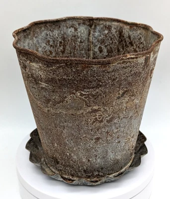 Maceta de metal envejecido con platillo plisado decoración de granja 5" maceta jarrón almacenamiento Foto 1 de 4