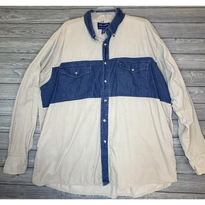 Vintage y2k Wrangler Western Hemd Denim/Cord Gr. XXL Cowboy Rodeo Knopf - Bild 1 von 7