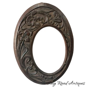 antiker Jugendstil Bilderrahmen oval Relief geschnitzt Spiegel viktorianisches Holz 1900 - Bild 1 von 22
