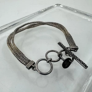 Lori Bonn Sterling Silver Triple Strand Wheat Slide Charm Bracelet Toggle - Picture 1 of 7