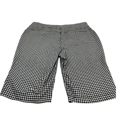 Pantalones cortos capri a cuadros de guinga negros blancos 24W ALIA para mujer Foto 1 de 4