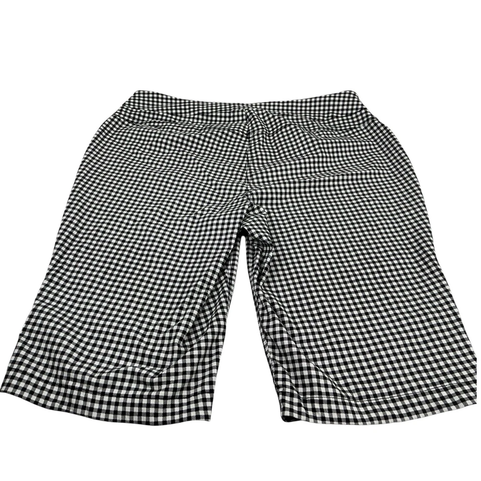 Pantalones cortos capri a cuadros de guinga negros blancos 24W ALIA para mujer Foto 1 de 4