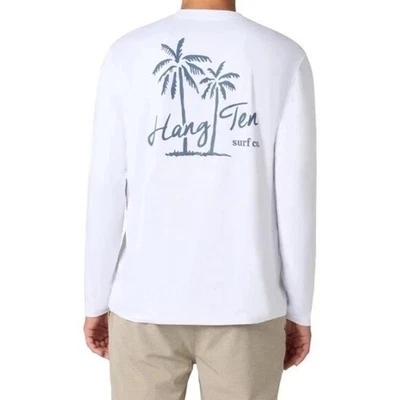 NEW Hang Ten Men's XL White Long Sleeve Shirt UPF 50+ Quick Dry - Image 1 of 4