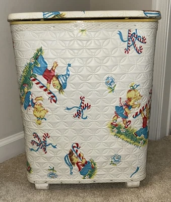 Vintage 1950s Redmon Pep-R-Mint Kids Child Baby Nursery Clothes Hamper Basket - Image 1 of 4
