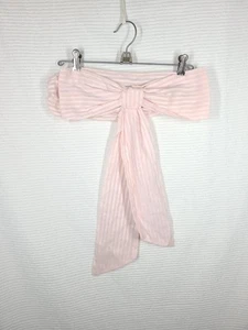 Vtg 50s Pink Giant Bow Belt Corset Ruched Soft Cotton Handmade Ooak Plus L 31”w - Picture 1 of 13