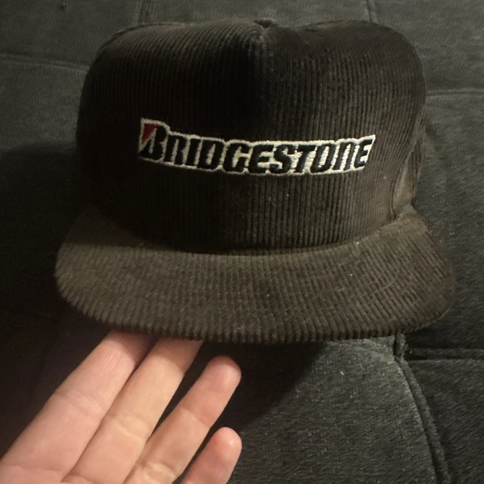 De colección Swingster Bridgestone Bordado Pana Snapback Camionero Sombrero Marrón  Foto 1 de 4