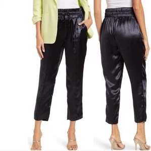 Cinq a Sept Women’s Small Adalie Hammered Satin Drawstring Pants Black - Picture 1 of 5