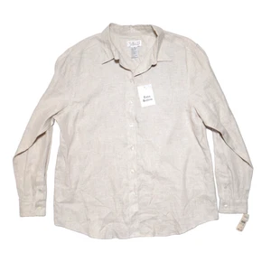 Blusa Top Blusa Talbots Irlandesa de Lino para Mujer Cuello Tostado Manga Larga Talla 16 Nueva con Etiquetas - Imagen 1 de 6